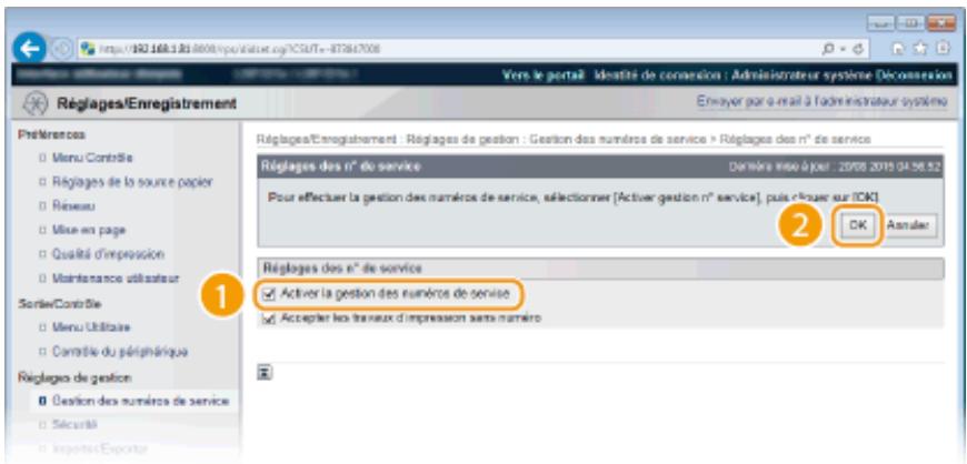 CANON I-SENSYS LBP325X - Activation du mode de gestion des numéros de service - 3