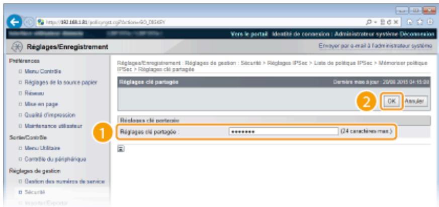 CANON I-SENSYS LBP325X - Utilisation de la [méthode clé prépartagée] pour l'authentication - 1