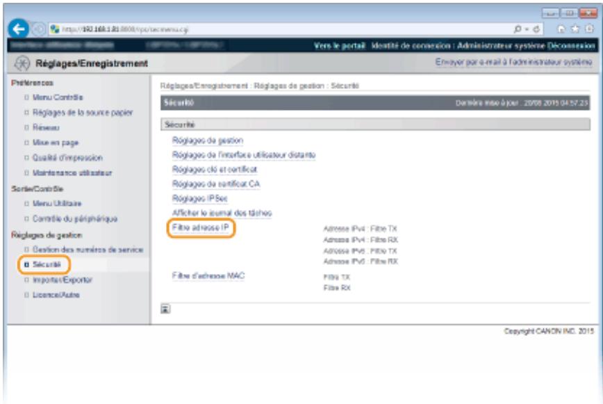 CANON I-SENSYS LBP325X - Spécification d'adresses IP pour les règles de pare-feu - 2