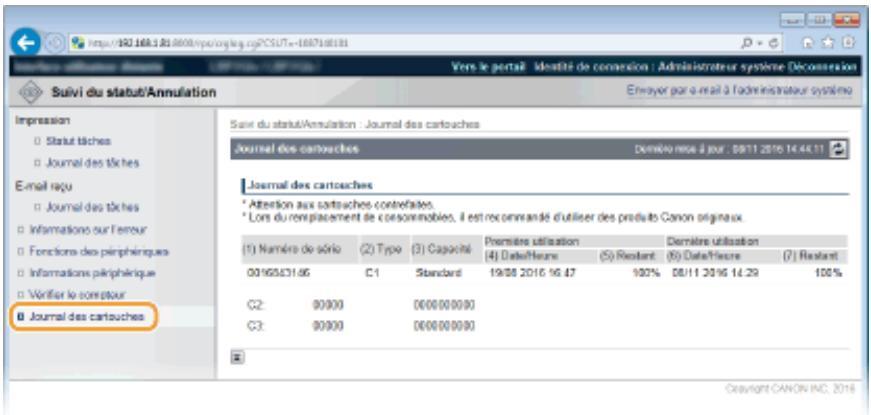 CANON I-SENSYS LBP325X - Consultation des journaux sur la consommation des cartouches de toner - 2