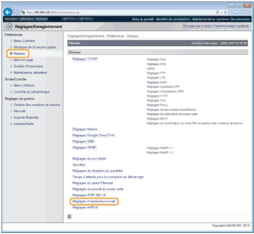 CANON I-SENSYS LBP325X - Configuration des réglages de l'impression d'email - 3