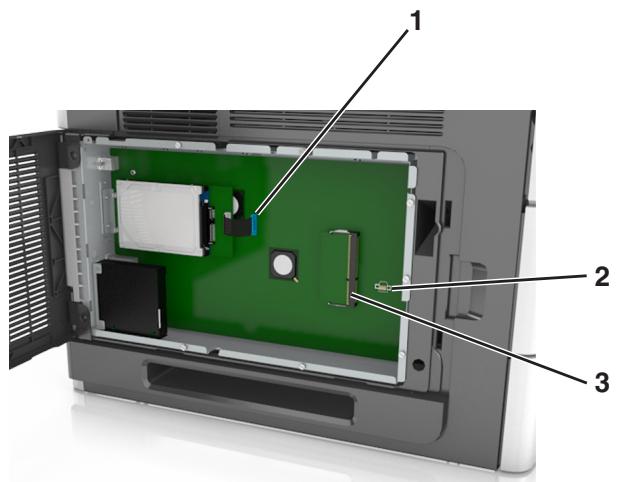 LEXMARK MX711D - Reportez-vous à l'illustration suivante pour localiser le connecteur approprié. - 1