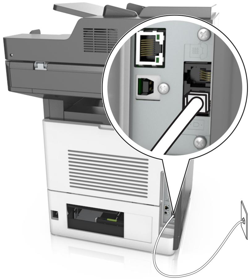 LEXMARK MX711D - Configuration 1: l'imprimante est connectée à une ligne de télécopie dédiée - 1