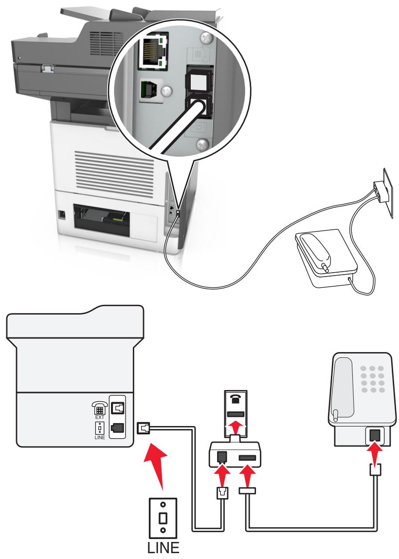 LEXMARK MX711D - Connexion de l'imprimante à une prise murale non RJ11 - 1