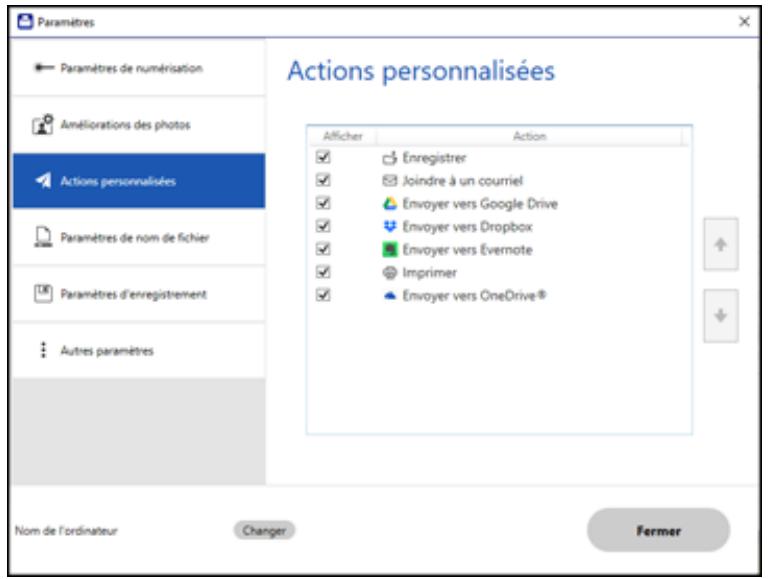 EPSON ECOTANK ET-8500 - Personnalisation des icônes d'action - 2
