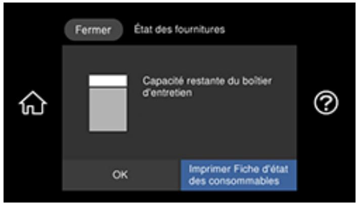 EPSON ECOTANK ET-8500 - Vérification de l'état du boîtier de maintenance sur l'écran ACL - 1