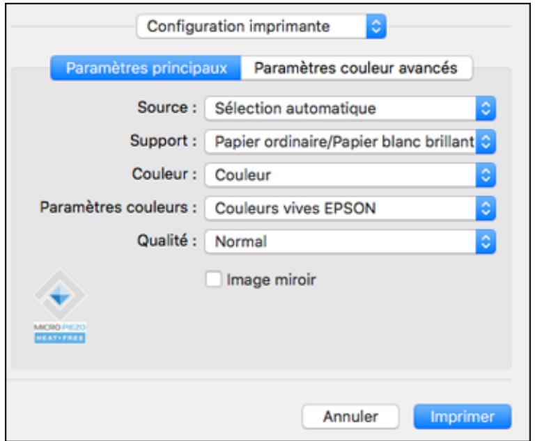 EPSON ECOTANK ET-8500 - Ces paramètres s'affichent : - 1