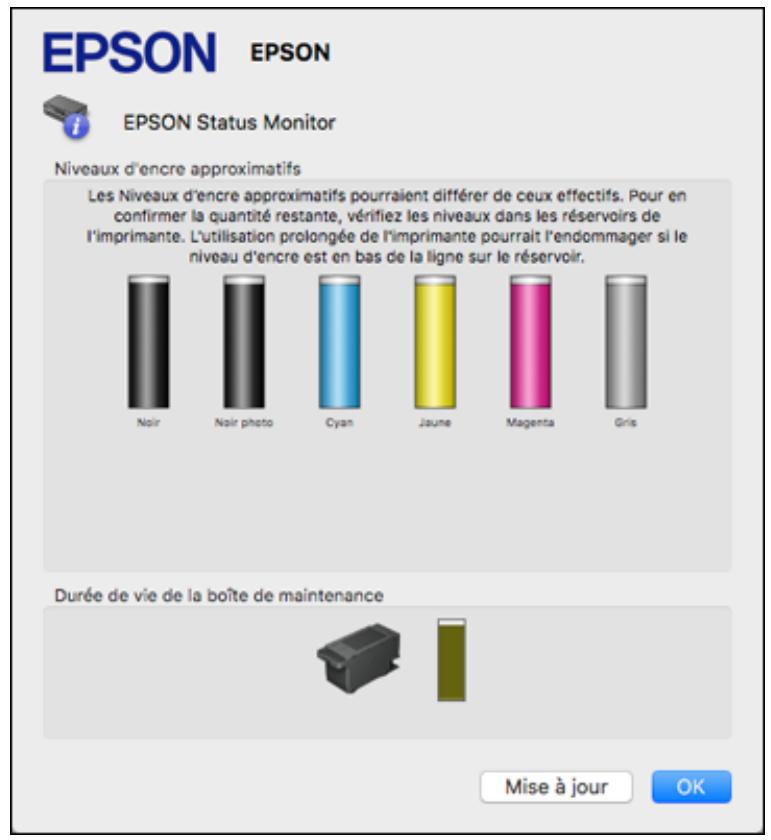 EPSON ECOTANK ET-8500 - Vérification des niveaux d'encre et du boîtier de maintenance - Mac - 1