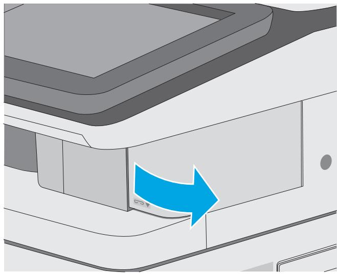 HP COLORJET ENTERPRISE M577F - Ouvrez la porte de l'agrafeuse. - 1