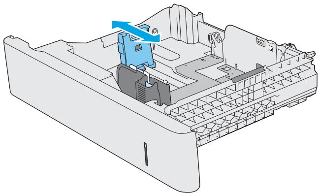 HP COLORJET ENTERPRISE M577F - Avant de charger le bac, réglez les guides de largeur en appuyant sur les taquets de réglage et en faisant glisser les guides jusqu'au format du papier utilisé. La flèche sur le guide du bac doit être alignée exactement avec la marque sur le bac. - 2