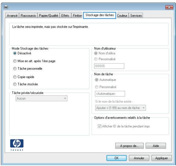 HP COLORJET ENTERPRISE M577F - Cliquez sur l'onglet Stockage des tâches. - 1