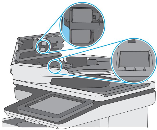 HP COLORJET ENTERPRISE M577F - Nettoyage des rouleaux et le tampon de séparation du bac d'alimentation. - 3