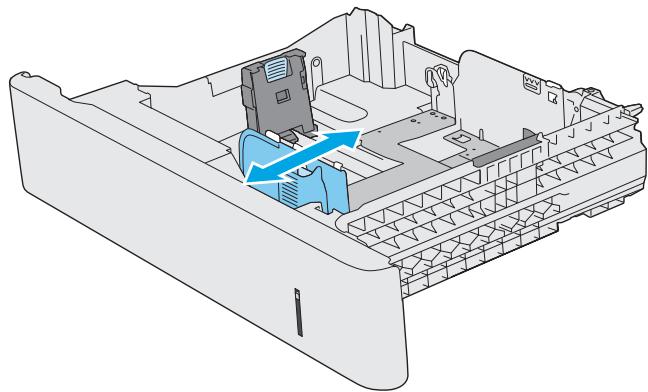 HP COLORJET ENTERPRISE M577F - Avant de charger le bac, réglez les guides de largeur en appuyant sur les taquets de réglage et en faisant glisser les guides jusqu'au format du papier utilisé. La flèche sur le guide du bac doit être alignée exactement avec la marque sur le bac. - 1