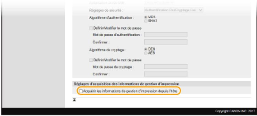 CANON I-SENSYS LBP223DW - Définissez les réglages d'acquisition des informations de gestion d'imprimante. - 1