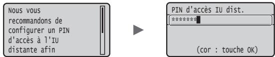 CANON LBP712CX - Définition d'un code PIN pour l'iu distante - 1