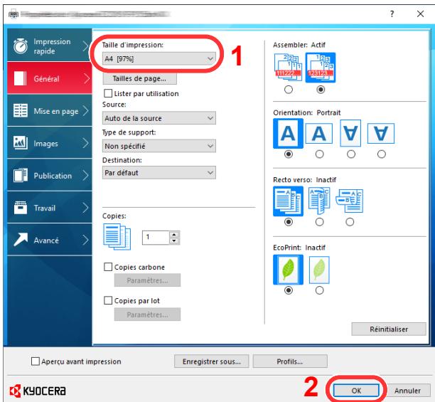 KYOCERA ECOSYS P4140DN - Configurer la format de papier d'impression. - 1