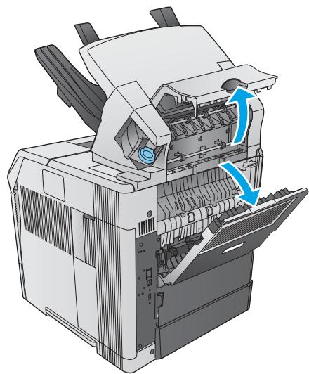 HP M604N - Élimination des bourrages papier dans le bac d'emplacement ou le bac d'emplacement/agrafeuse - 1