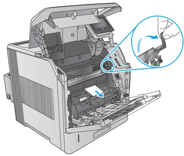 HP M604N - Élimination des bourrages papier dans le bac à enveloppés - 4