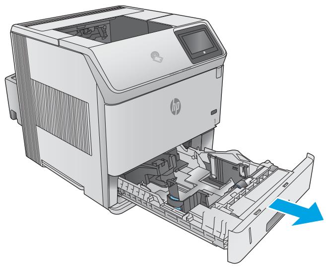 HP M604N - Chargement du papier dans le bac à support personnalisé - 1