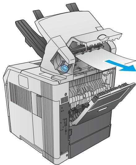 HP M604N - Élimination des bourrages papier dans le bac d'emplacement ou le bac d'emplacement/agrafeuse - 2