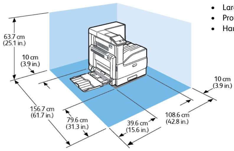 XEROX C7000V - Espace de dégagement requis pour le modèle de base - 1