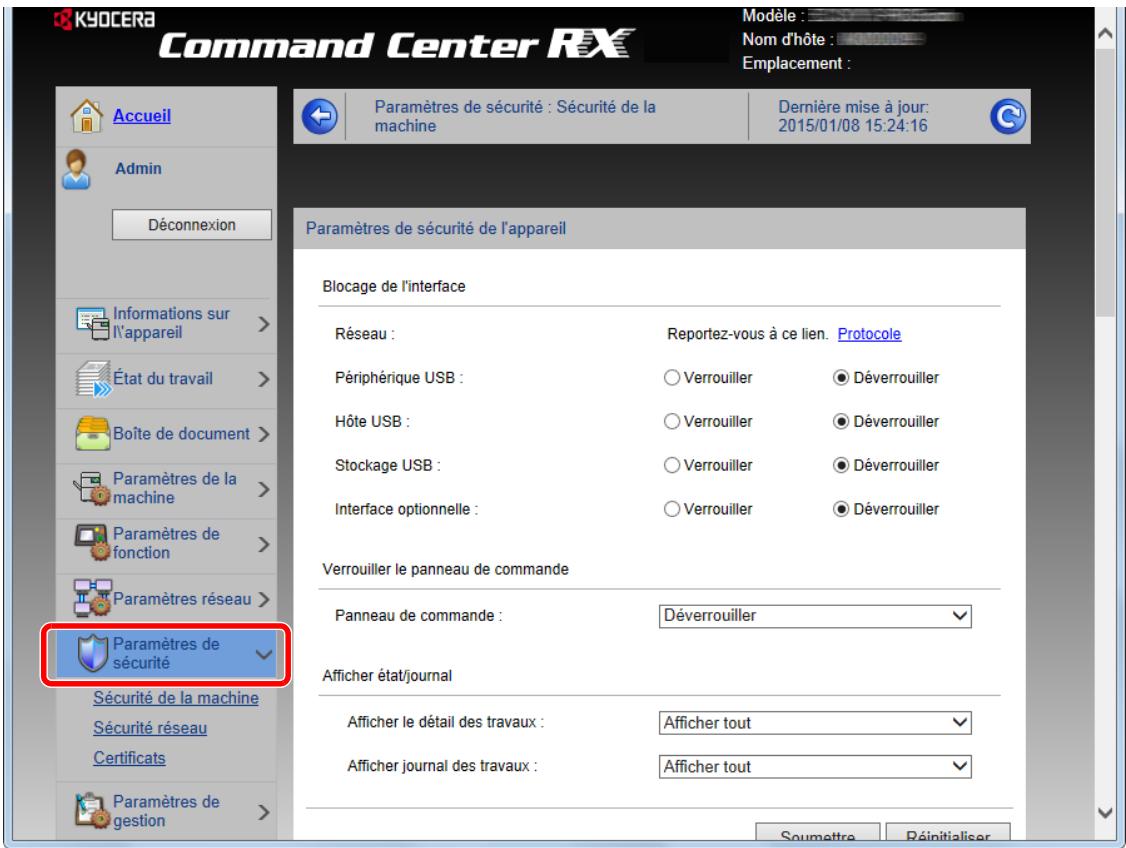 KYOCERA ECOSYS P5026CDW - Configurer les paramètres de sécurité. - 1