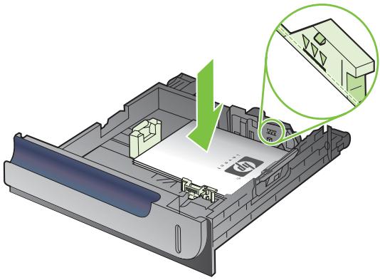 HP LASERJET CP3525 - Chargement de papier de format personnelisé dans le bac 3 - 3