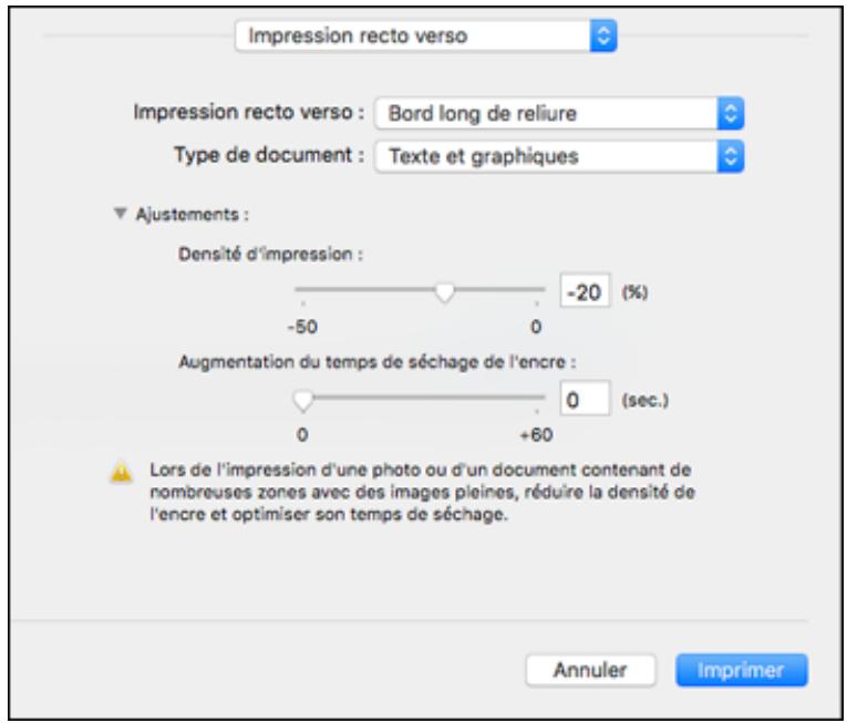 EPSON ET-M1170 - Sélection des paramètres d'impression recto verso - mac - 2