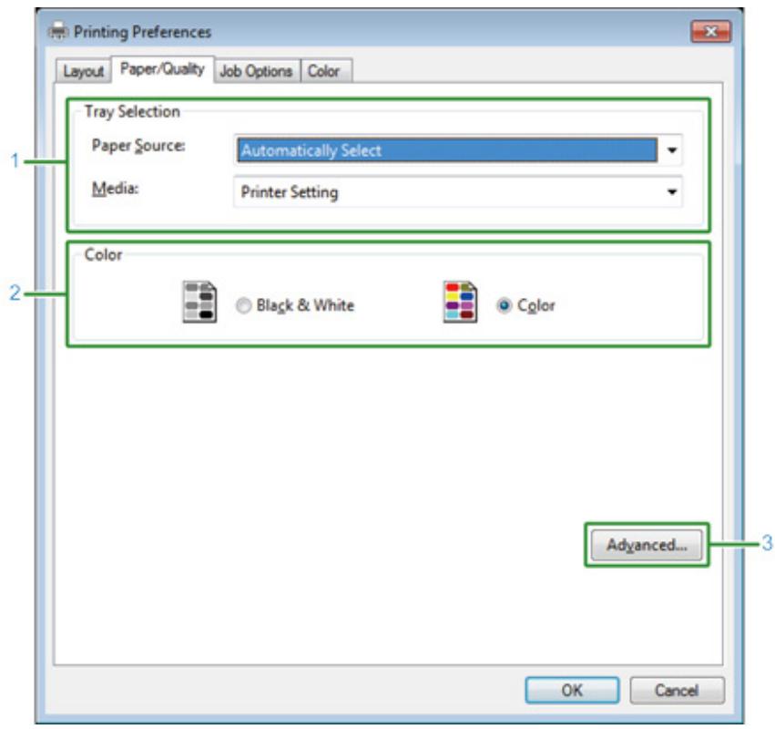 OKI C542DN - - Onglet [papier/qualité] - 1