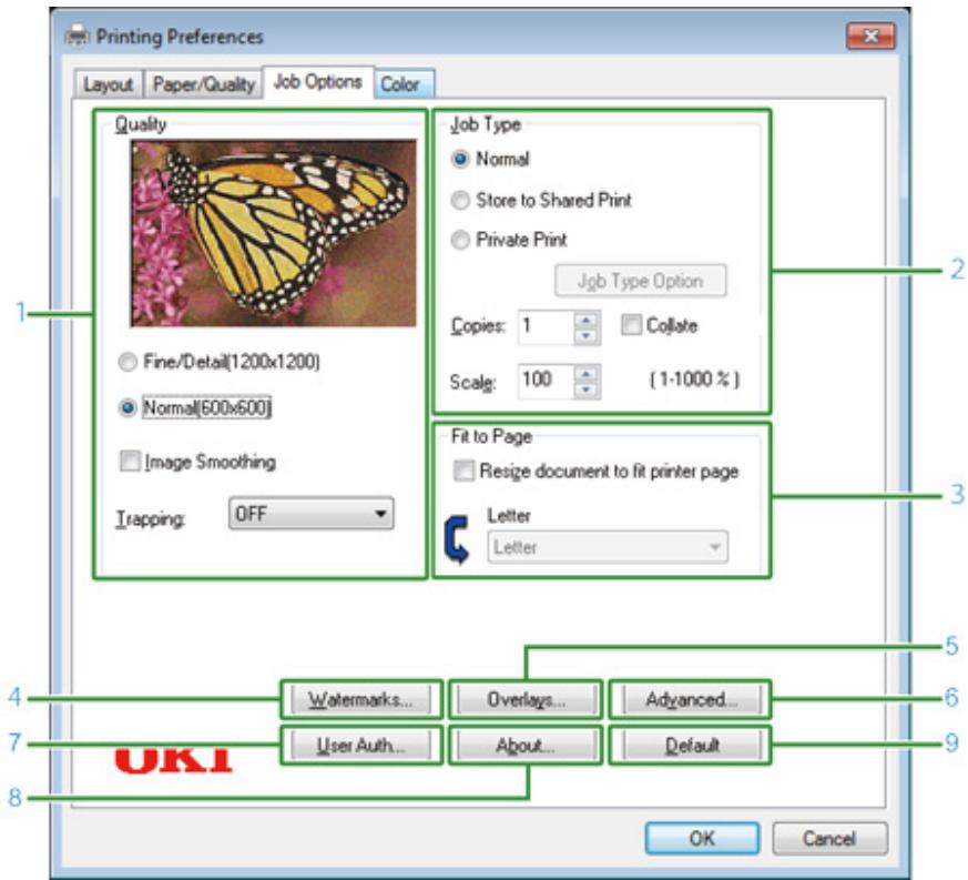 OKI C542DN - - Onglet [options de travail] - 1