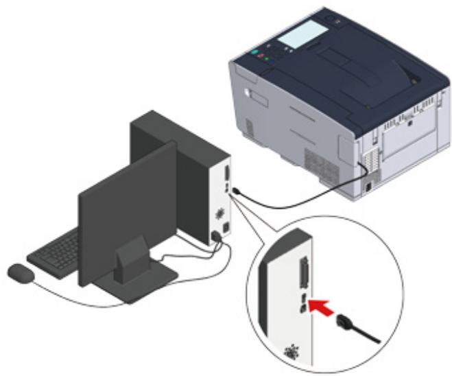 OKI C542DN - Connexion d'un câble USB - 10