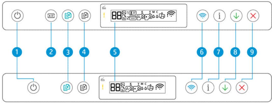HP SMART TANK PLUS 7305 - Présentation des boutons et voyants - 1