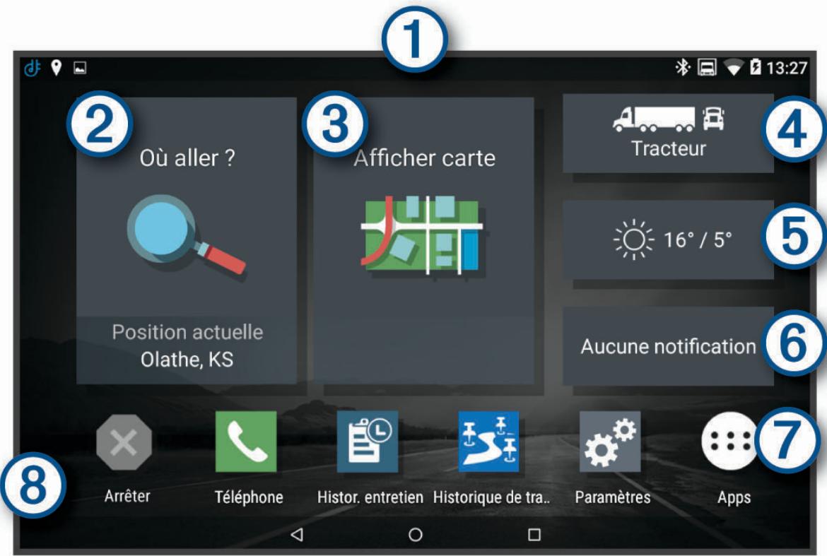 GARMIN DEZL LGV800 MT-S - Ecran d'accueil - 1