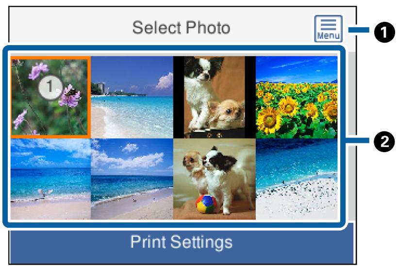 EPSON XP 5155 - Guide de l'écran de sélection de photo (vue en tuiles) - 1