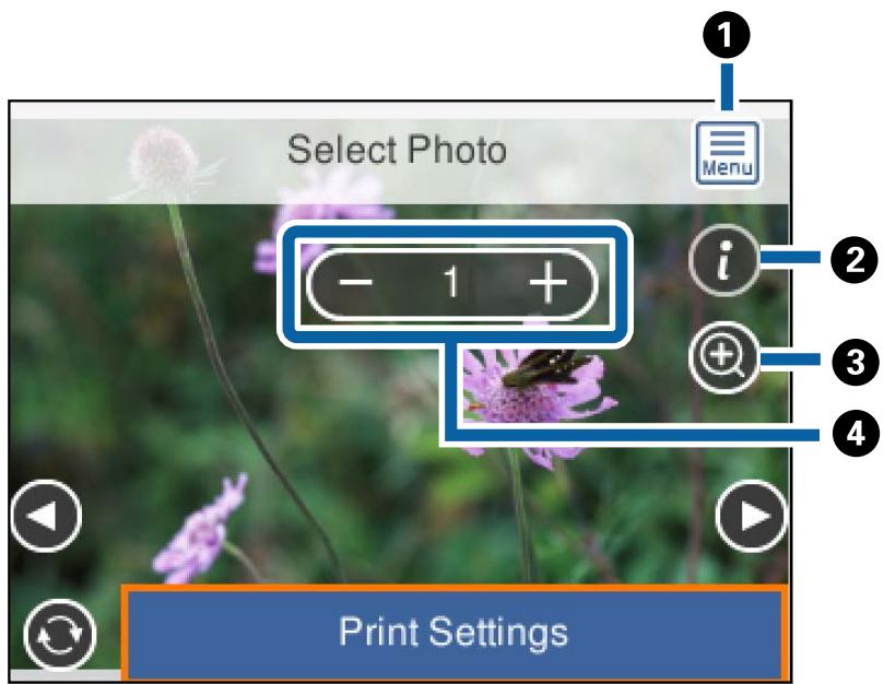 EPSON XP 5155 - Guide de l'écran de sélection de photo (affichage unique) - 1