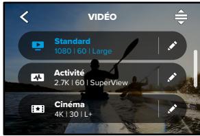 GOPRO HERO10 - Modification des préréglages - 2