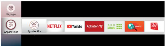 Réglages Applications Ajouter Plus NETFLIX YouTube Rakuten TV APP STORE www FLATBOX
