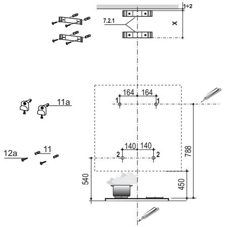 FRANKE FMA 905 BK XS - Perçage de la paroi et fixation des supports - 1