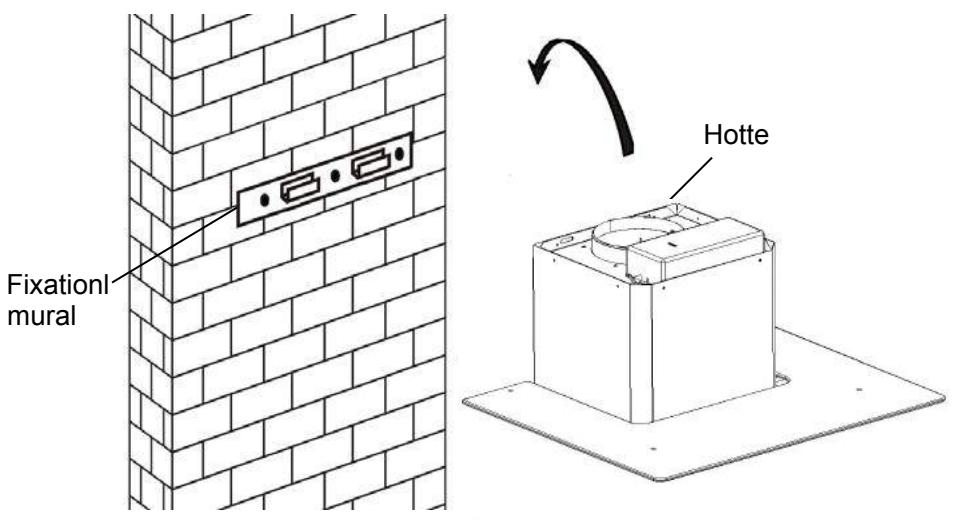 CANDY CVMAD601N - Soulever la hotte et fixer la sur la fixation murale - 1