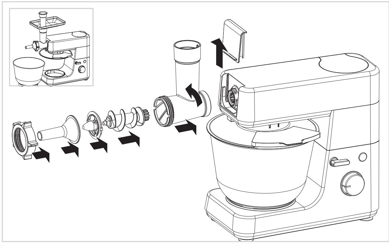 BESTRON AKM1200 - Fonctionnement - Utiliser le hachoir pour faire de la saucisse - 1