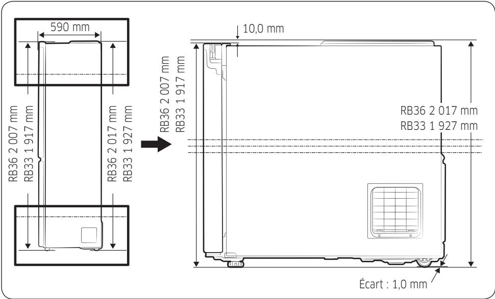 SAMSUNG RB41R7817S9 - RB41R7867SR/EF - Installation du dispositif de fixation dans la cuisine (modèles RB33/36*) - 1