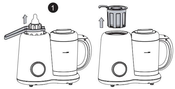 ALECTO BFP-66 - Attention! les éclaboussures d'eau provenant du réservoir d'eau, du couvercle à vapeur, du panier de stérilisation et du biberon/bocal peuvent être chaudes. - 1