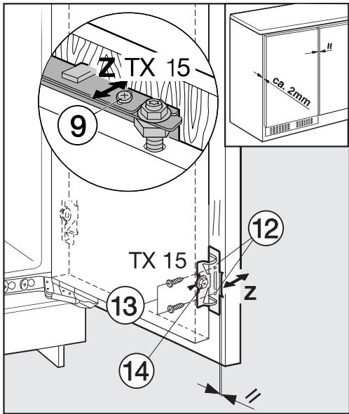 MIELE K32222I - -Réglage en hauteur (y) - 2