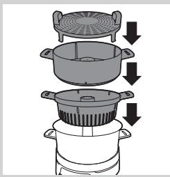 PHILIPS HR1040/90 - Mettez les aliments que vous voulez préparer dans le panier vapeur, l'insert cuit-pâtes et/ou le plateau vapeur. positionnez le panier vapeur, l'insert cuit-pâtes et le plateau vapeur. - 4