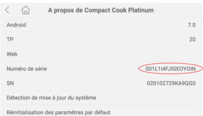 COMPACT COOK PLATINUM - Le nombre de série - 2