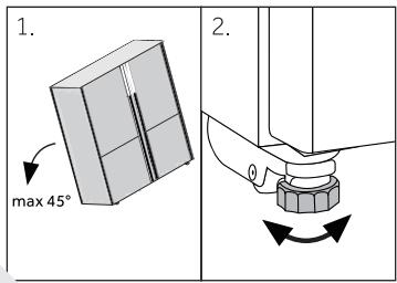 1. max 45° 2.