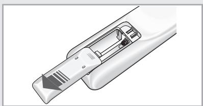 SAMSUNG AQ24MWBN - Insertion des piles dans la télécommande - 1