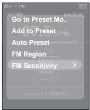 SAMSUNG YP-T9JBAB - Pour régler la Sensibilité FM - 1