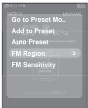 SAMSUNG YP-T9JBAB - Réglage de la région FM - 1