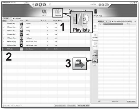 SAMSUNG YP-P2JQR - Transfert d'une playlist vers le lecteur avec samsung media studio - 1